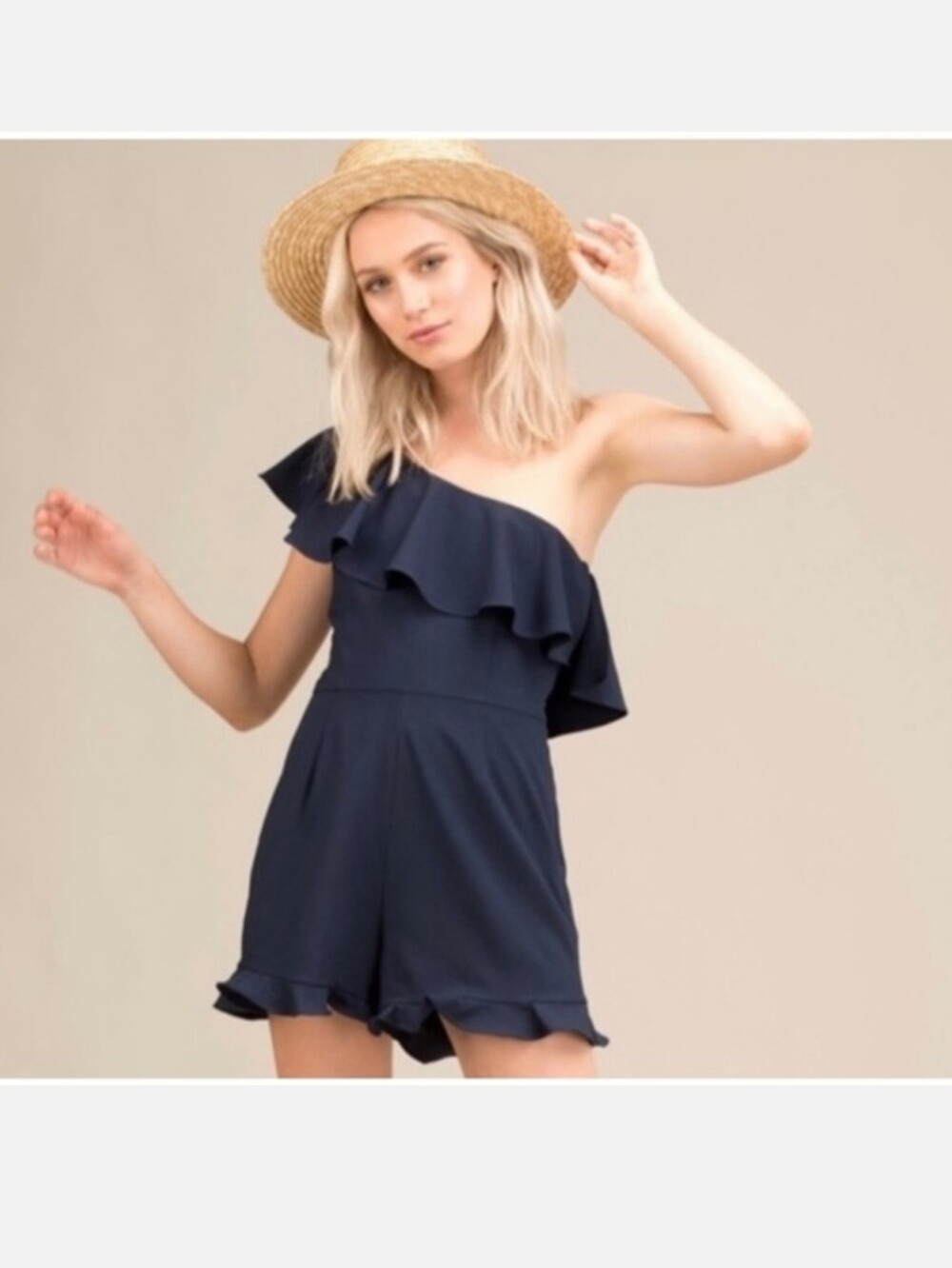 Ruffled Navy Romper